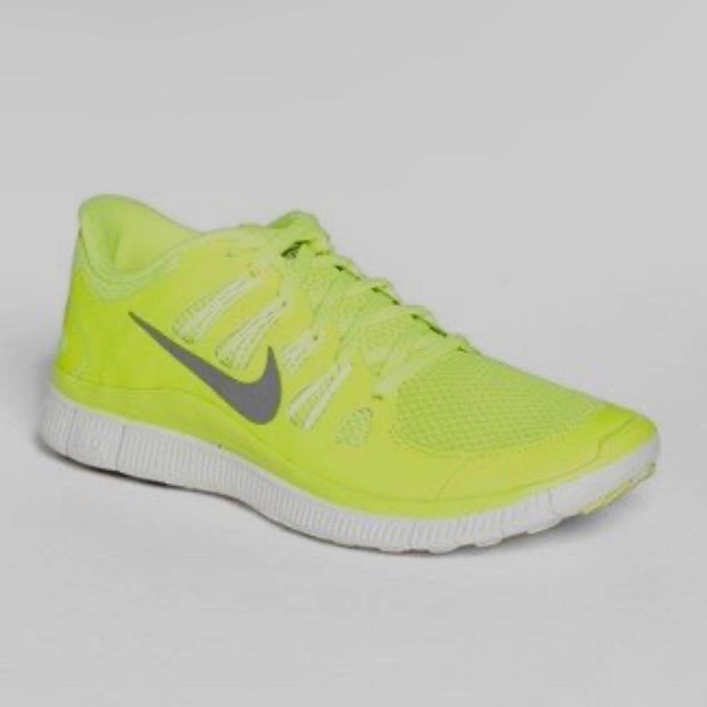 Neon yellow Nike free run sneakers